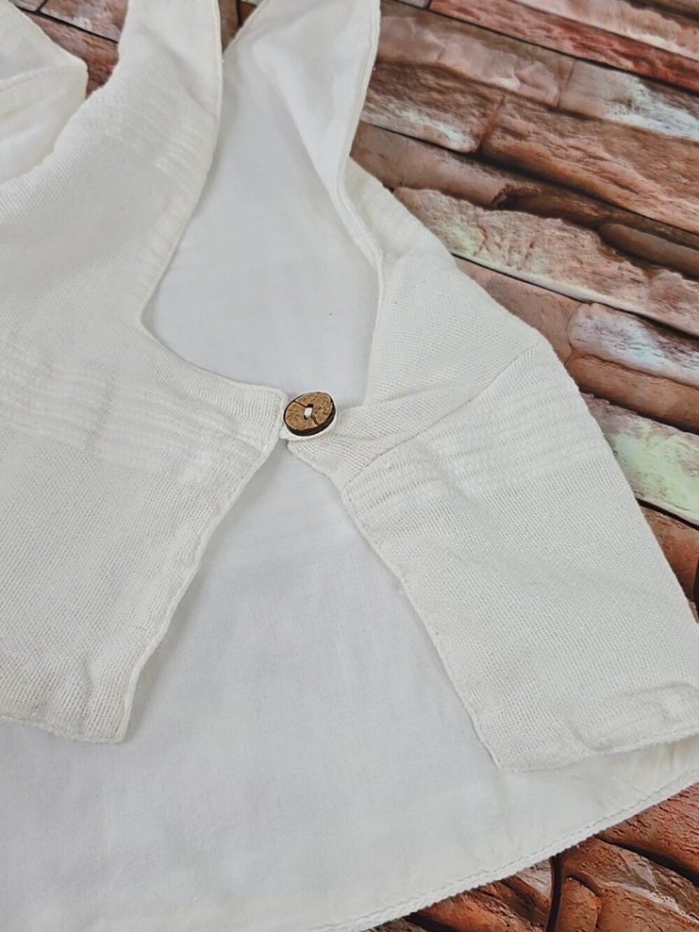 FREE PEOPLE WOMEN'S SIZE XS WHITE CROP TOP COTTON LINEN WITH SIDE BUTTONS LINED. - Picture 10 of 16